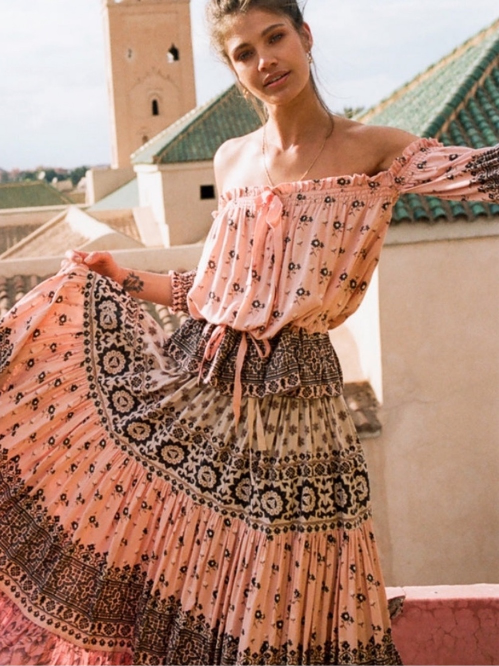 Spell Lionheart off-shoulder top and skirt